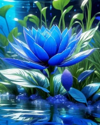 Blue Water Lily Paint By Number