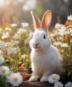 Bunny In Flower Field Paint By Numbers