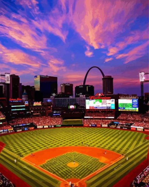 Busch Stadium With Sunset Paint By Numbers