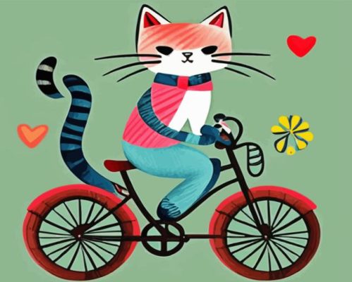 Cat On The Bike Paint By Numbers