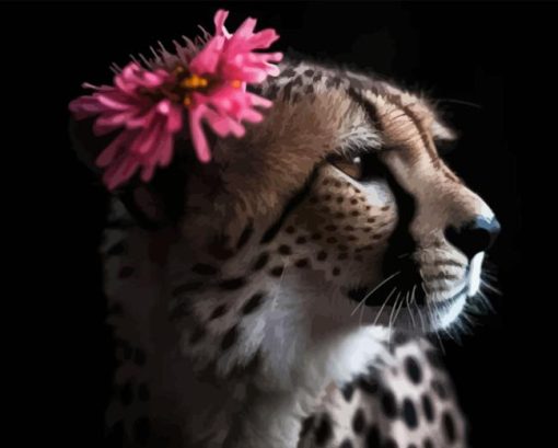 Cheetah With Flowers Paint By Number