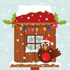 Cartoon Christmas Birdhouse Paint By Numbers