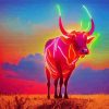 Colorful Neon Longhorn Paint By Numbers