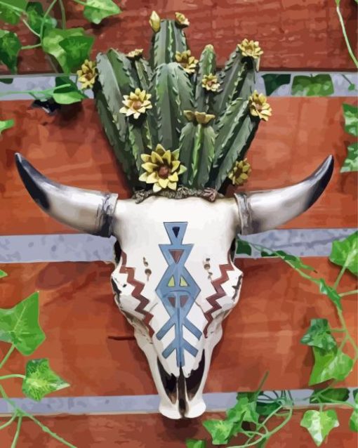 Cow Skull And Cactus Paint By Numbers