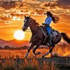 Cowgirl At Sunset Paint By Number
