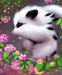 Cute Skunk With Flowers Paint By Number
