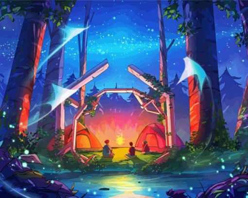 Fantasy Forest Campsite Paint By Numbers