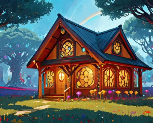 Fantasy House In Woods Paint By Numbers