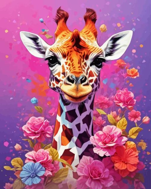 Floral Giraffe Paint By Number