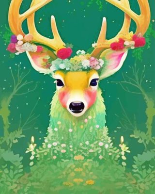 Flowers Antlers Deer Paint By Number