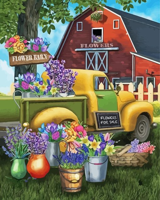 Flowers Vases And Barn Paint By Numbers