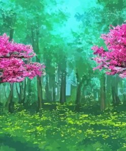 Forest Pink Trees Paint By Number