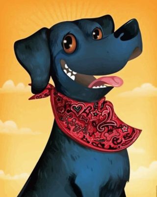 Funny Black Dog Paint By Numbers