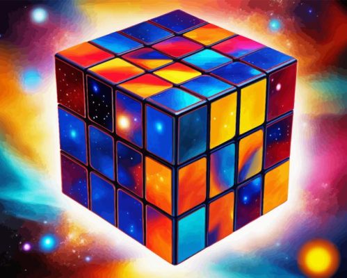 Galaxy Rubiks Cube Paint By Number