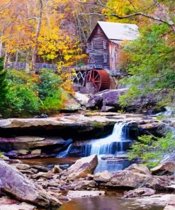 Glade Creek Grist Mill Paint By Numbers