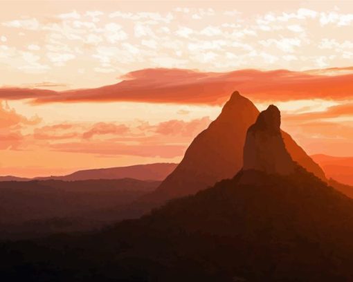 Glass House Mountains Silhouette Paint By Numbers