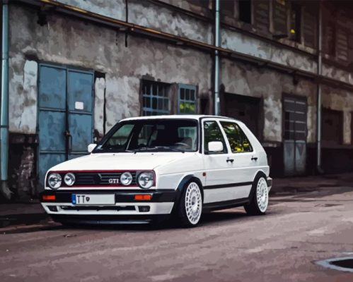 White Golf 2 GTI Paint By Numbers