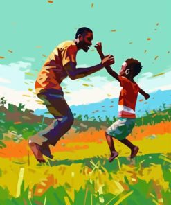 Happy Black Father And Child Paint By Numbers