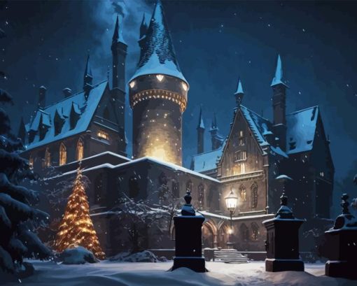 Hogwarts On Snow Paint By Number