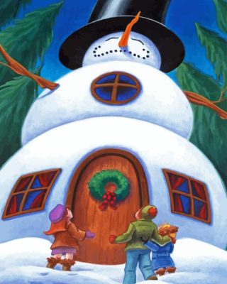 House With Snowman Paint By Numbers