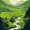 Illustration Rice Terraces Paint By Number