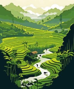 Illustration Rice Terraces Paint By Number
