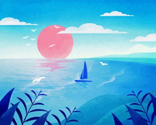 Illustration Tropical Sea Paint By Numbers