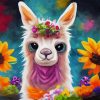 Adorable Llama With Flowers Paint By Number