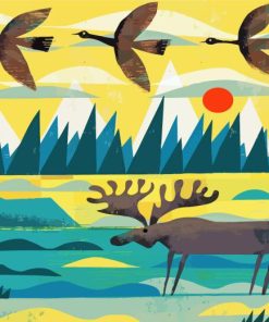 Moose And Goose Flying Paint By Numbers