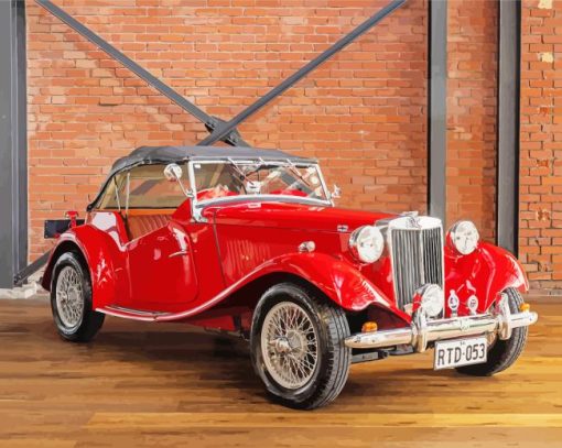 Red MG TD Vintage Car Paint By Numbers