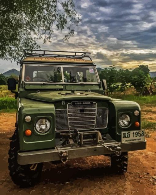 Vintage Land Rover Car Paint By Numbers