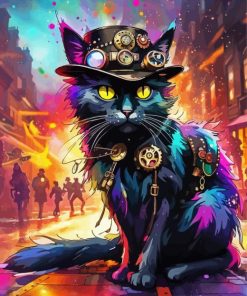 Abstract Steampunk Kitty Paint By Number