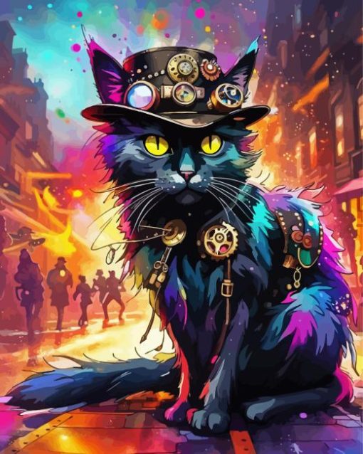Abstract Steampunk Kitty Paint By Number