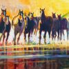 Abstract Horses Running In Water Paint By Numbers