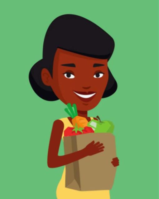 African Girl With Grocery Bag Paint By Numbers