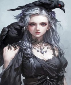 Anime Girl And Crows Paint By Number