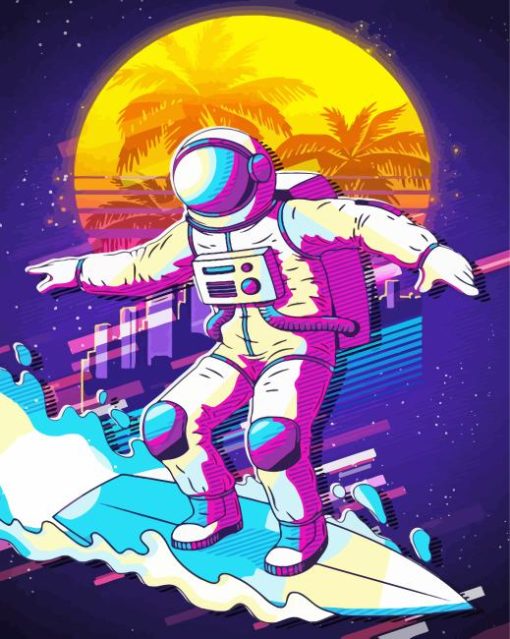 Astronaut Surfing Paint By Numbers