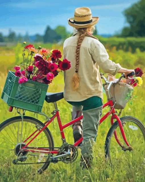 Biker And Flowers Paint By Number