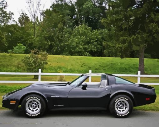 Black 82 Corvette Car Paint By Numbers