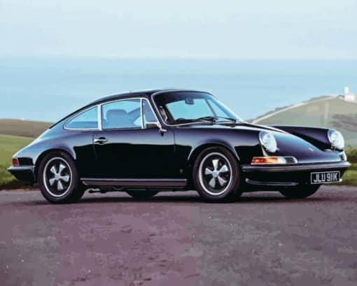 Black Old Porsche Paint By Number