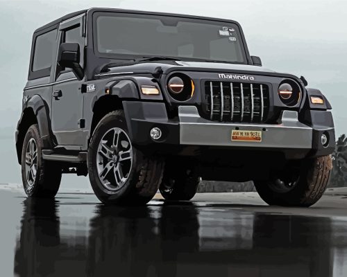 Black Mahindra Thar Paint By Number