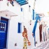 Blonde Girl In Santorini Streets Paint By Number