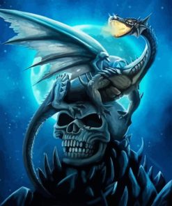 Blue Dragon With A Skull Paint By Numbers