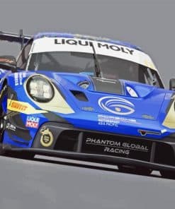 Blue Porsche Racing Paint By Number