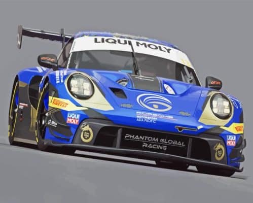 Blue Porsche Racing Paint By Number