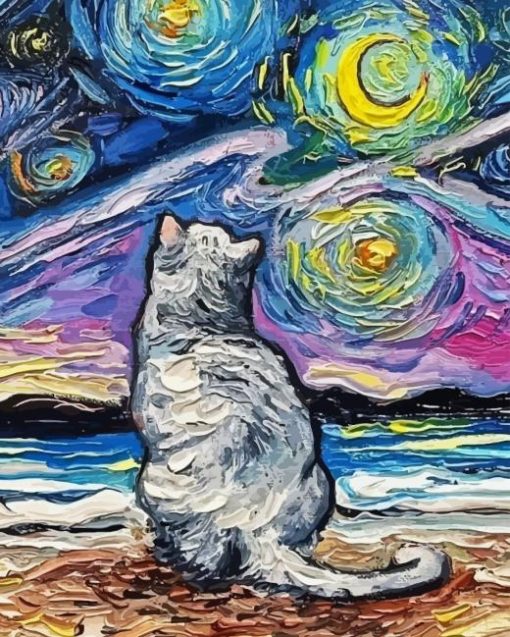 Cat Starry Night Paint By Numbers