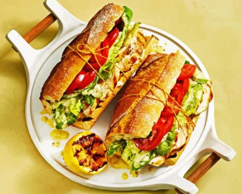 Chicken Caesar Baguettes Paint By Number