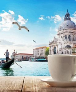 Coffee With Venice Boats Paint By Numbers