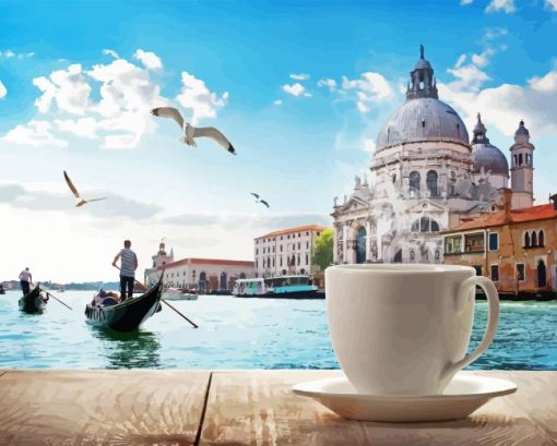 Coffee With Venice Boats Paint By Numbers
