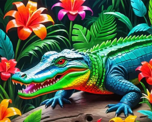 Colorful Alligator Paint By Number